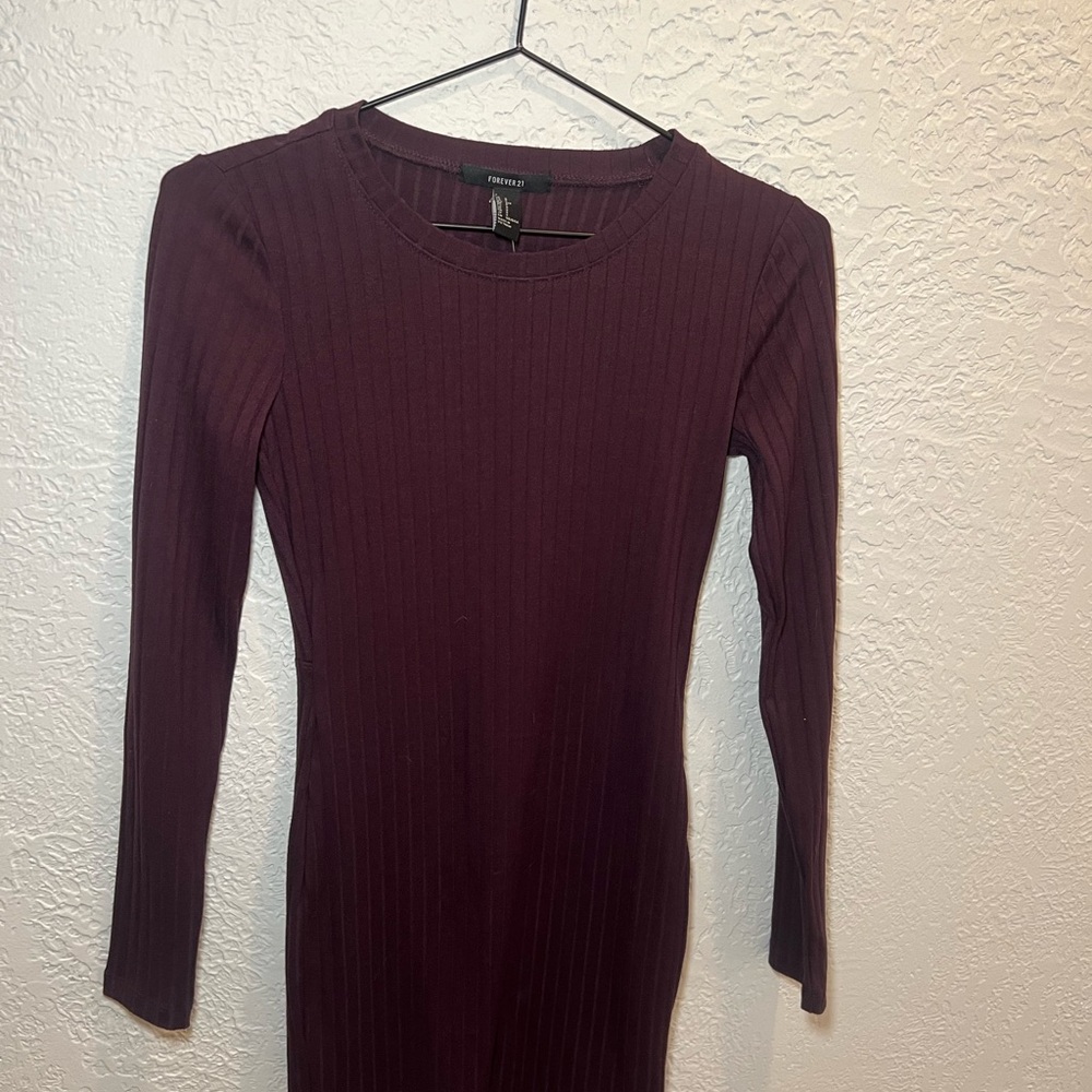 Forever 21 Burgundy Long Sleeve Dress